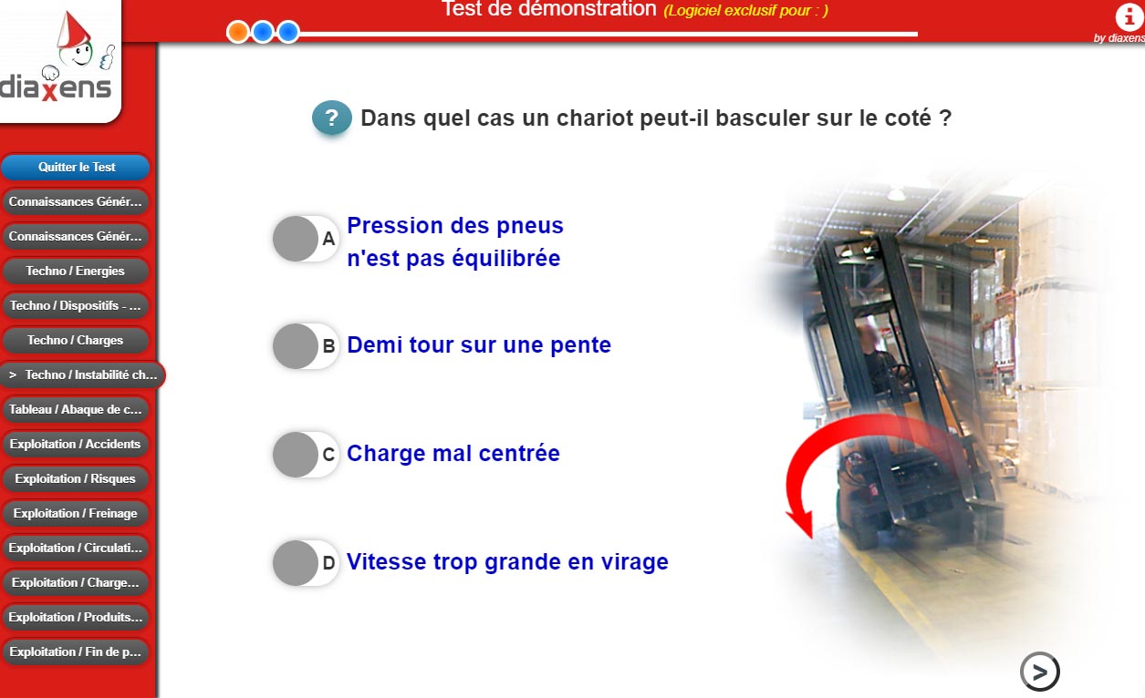 capture d'une question du logiciel
